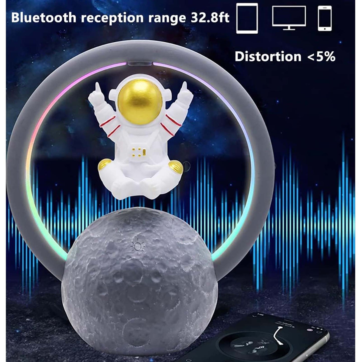 Magnetic Levitation Astronaut Bluetooth Speaker RGB Light Stereo Sound