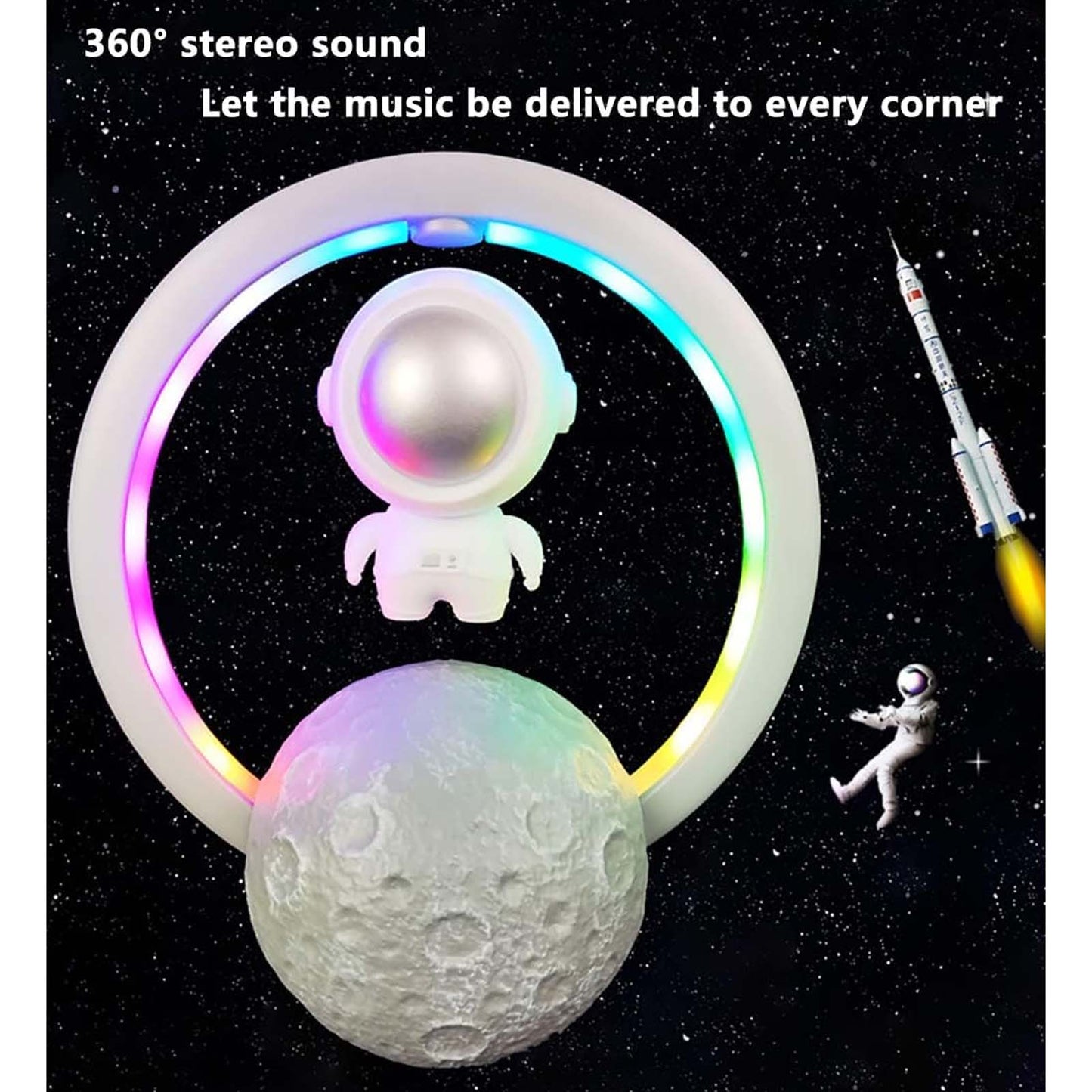 Magnetic Levitation Astronaut Bluetooth Speaker RGB Light Stereo Sound