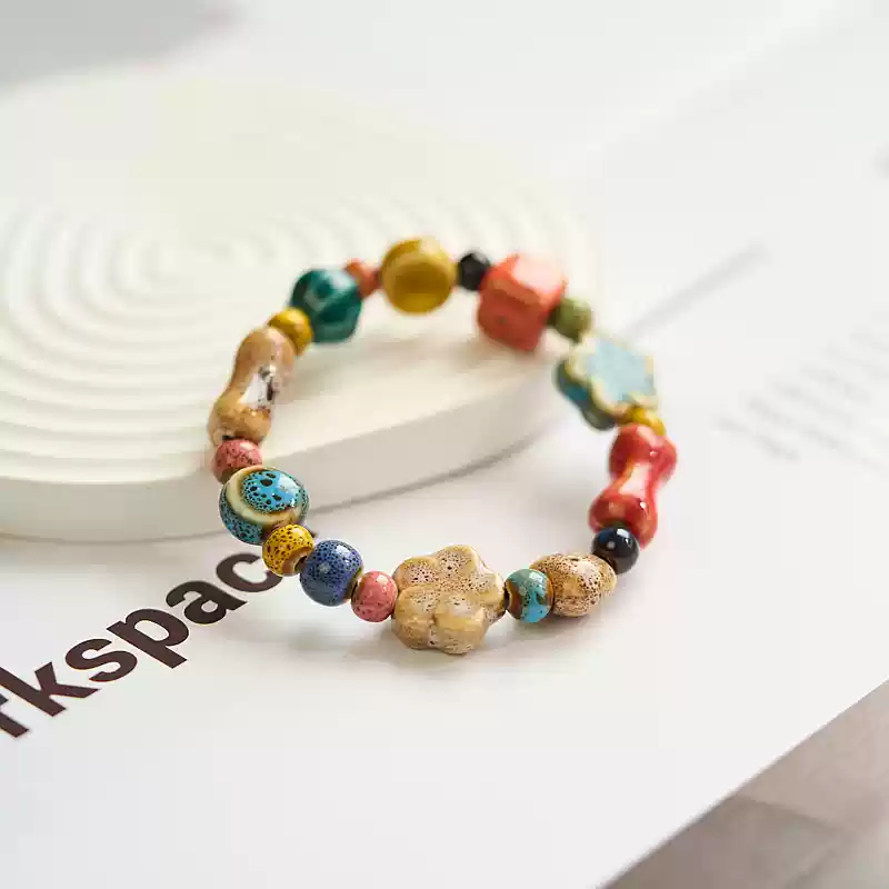 Bracelets for Women Colorful Bead Gold Paperclip Bracelet Summer Handmade Jewelry Gifts