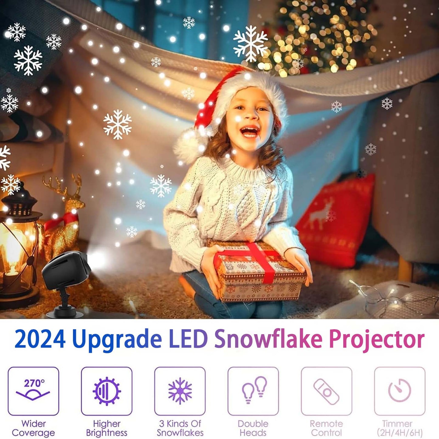 Christmas Snowflake Projector Lights IP65 Outdoor with Remote Control