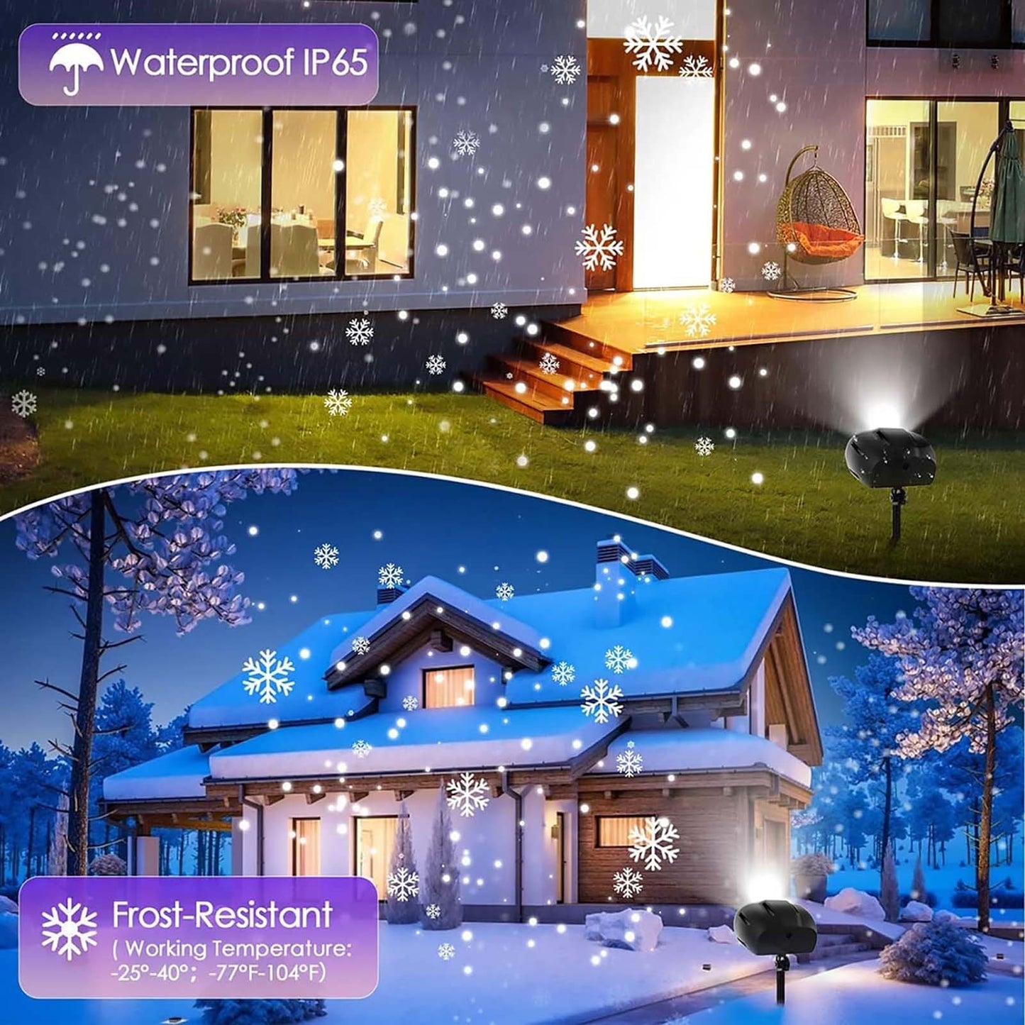 Christmas Snowflake Projector Lights IP65 Outdoor with Remote Control