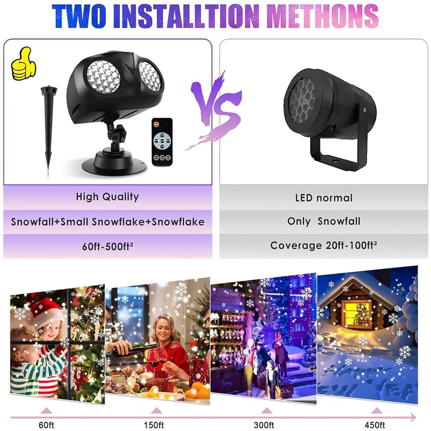 Christmas Snowflake Projector Lights IP65 Outdoor with Remote Control