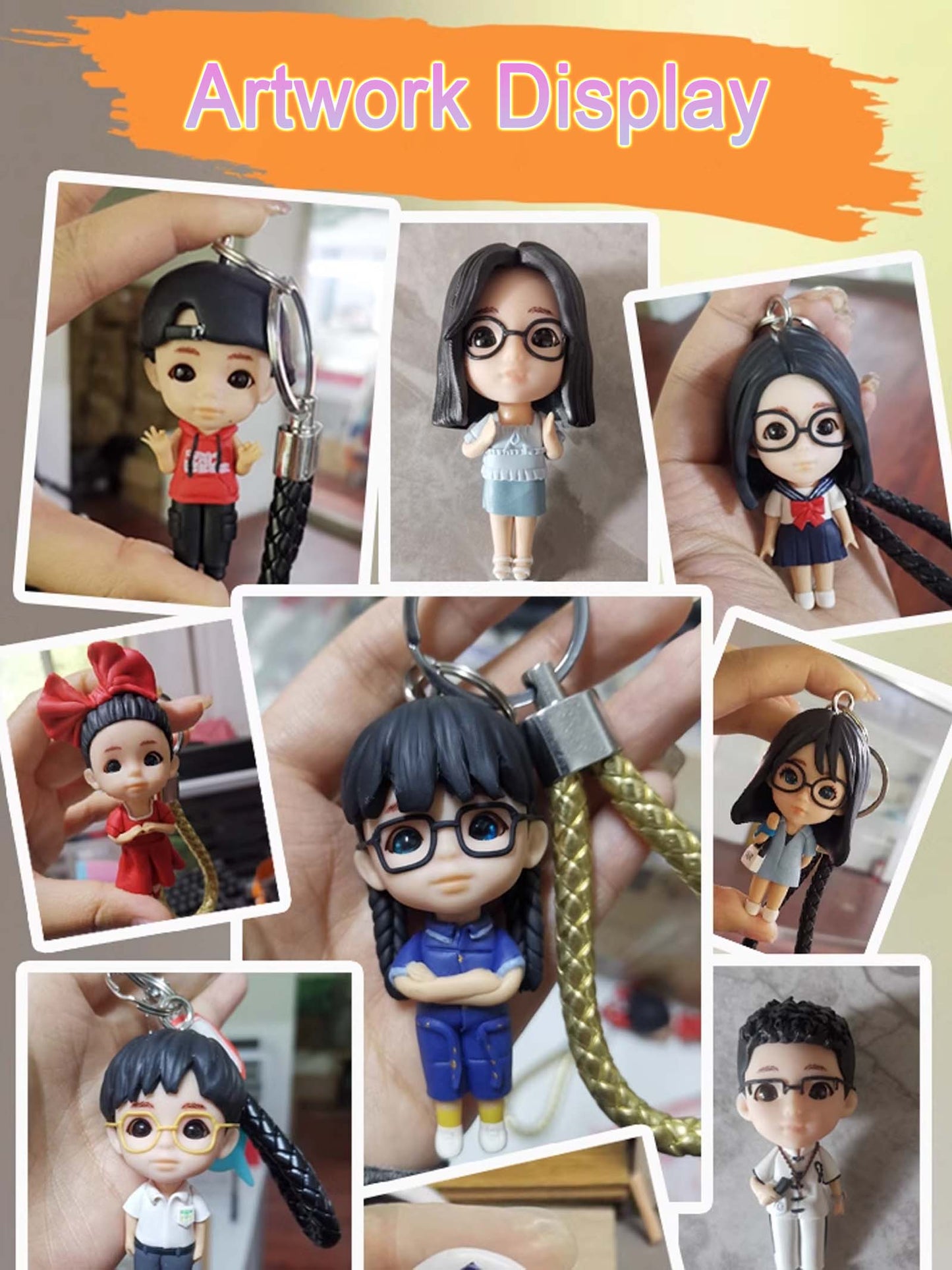 DIY Customed Photos Sculpted Key Ring Handmade Keychain