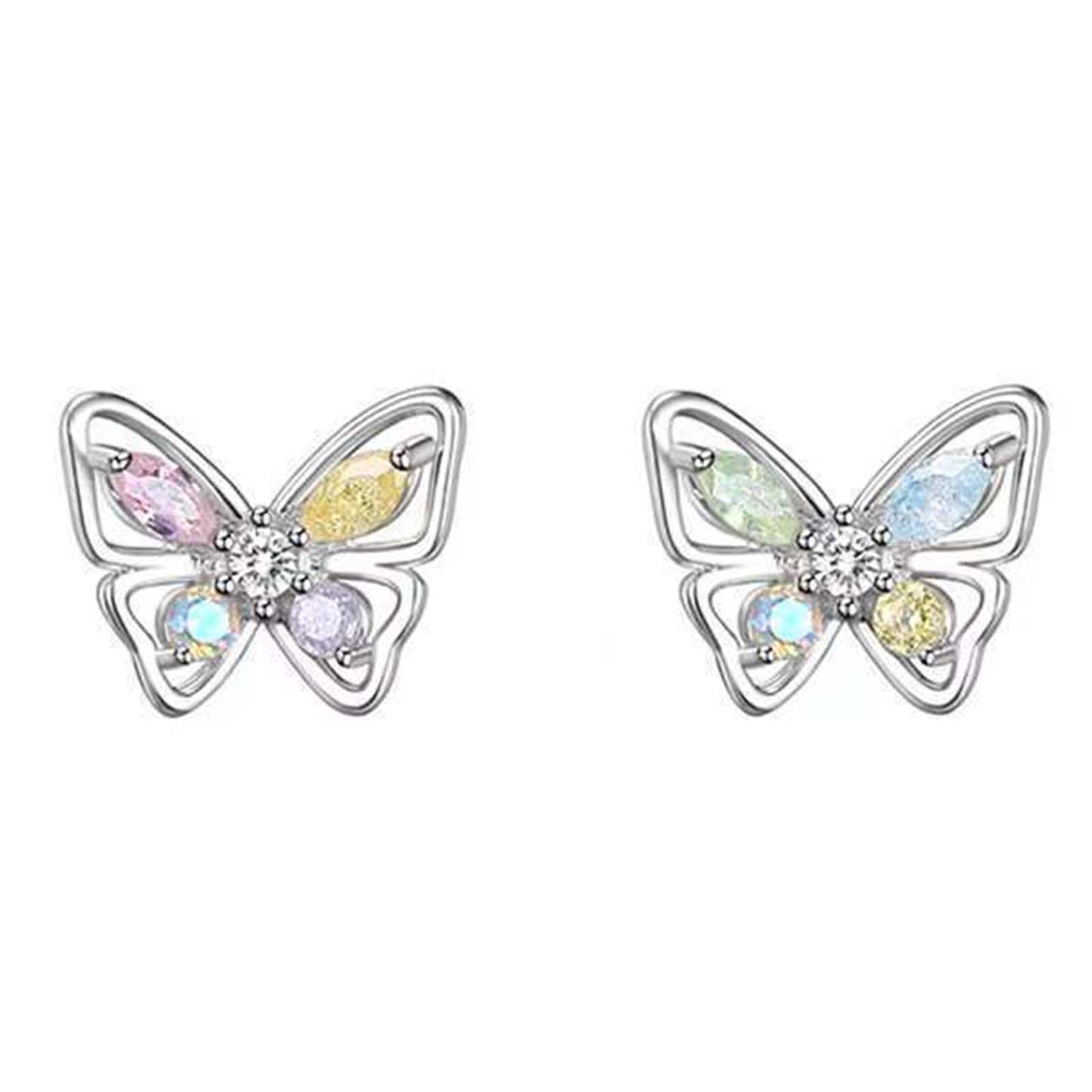 Butterfly Earrings for Women Rhinestone Butterfly Stud Earrings Insect Series Hypoallergenic Earrings Cubic Zirconia Butterfly Earrings Colorful Crystal Earrings Dainty Jewelry Gifts for Girls