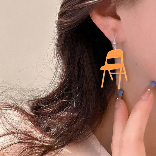 Folding Chair Earrings for Women Drop Dangle Funny Fight Chair Movement Acrylic Earrings Boho Jewelry Girls