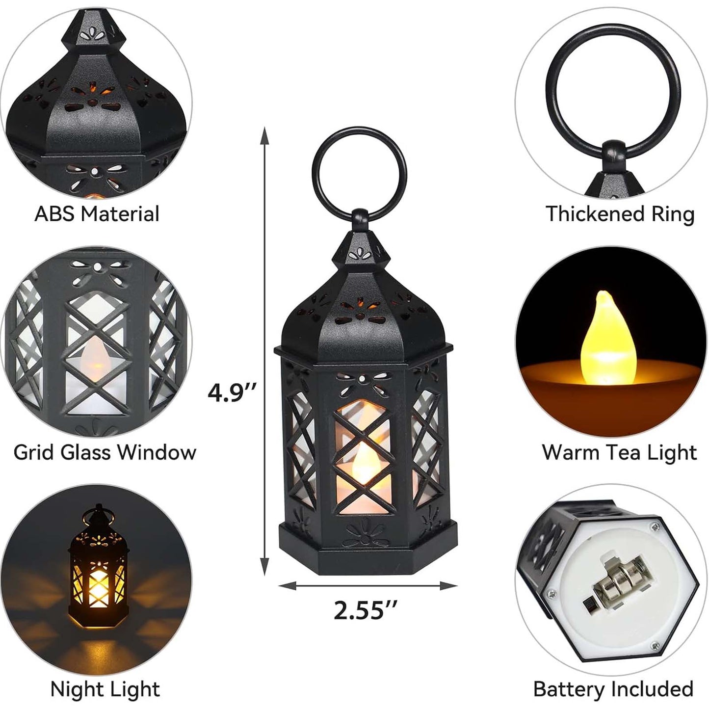 12 Pcs Christmas Vintage Candle Lantern