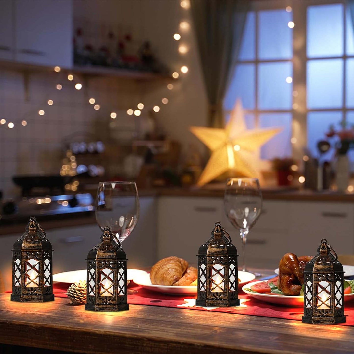 12 Pcs Christmas Vintage Candle Lantern