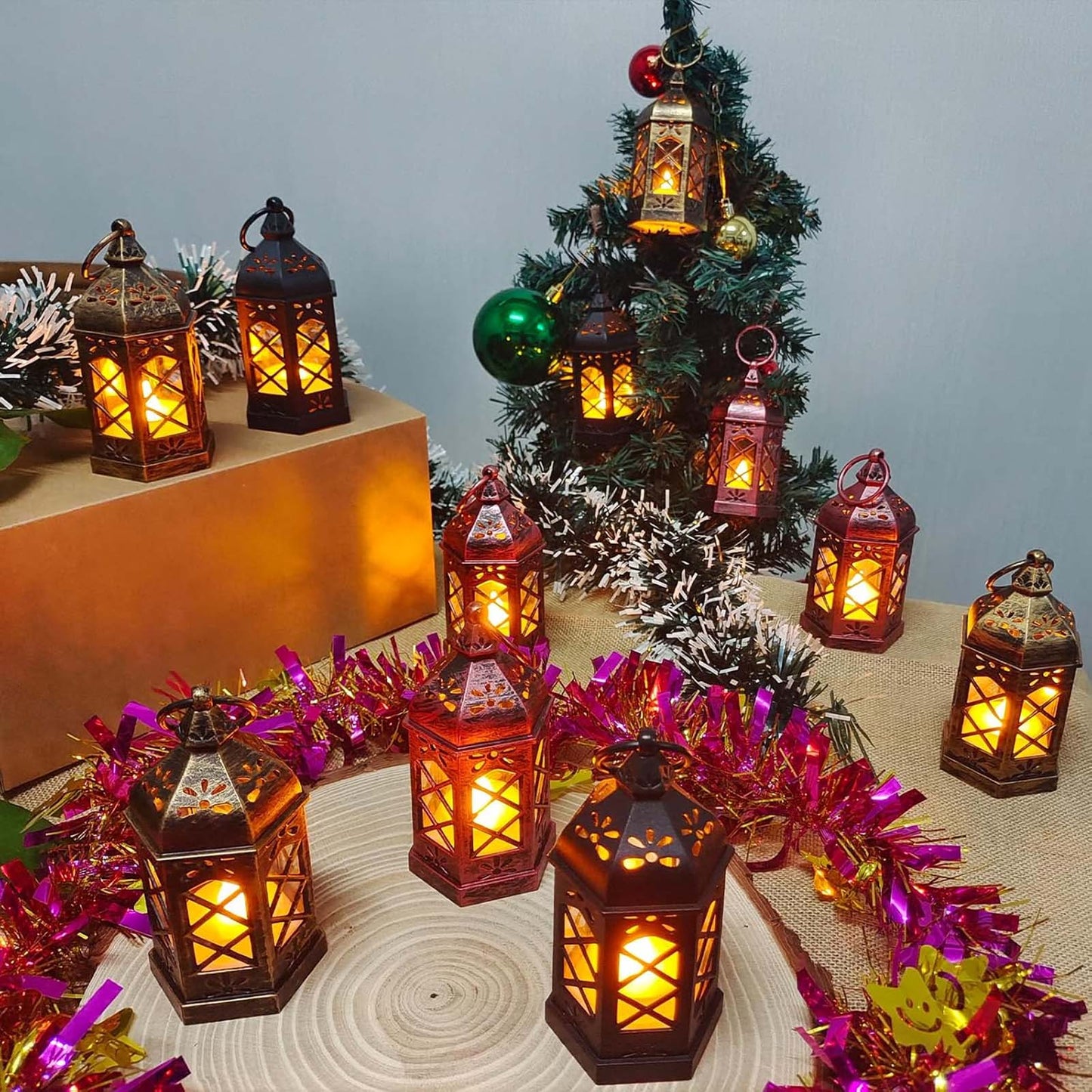 12 Pcs Christmas Vintage Candle Lantern