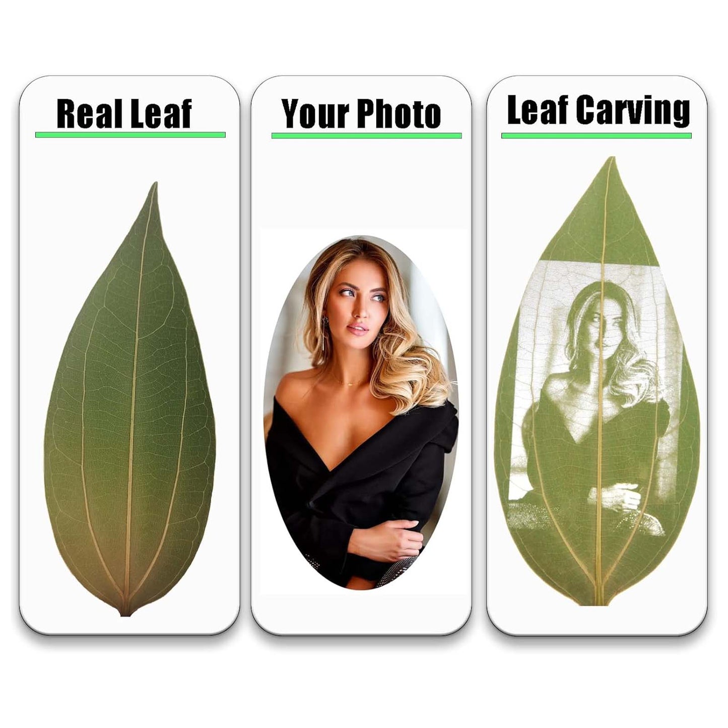 Personalized Photo Leaf Carving Art Custom Bookmark Engraved