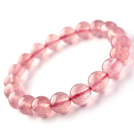 Pink Crystal Bracelet Gemstone Beaded Bracelets For Women and Men Round Beads Protection Jewelry