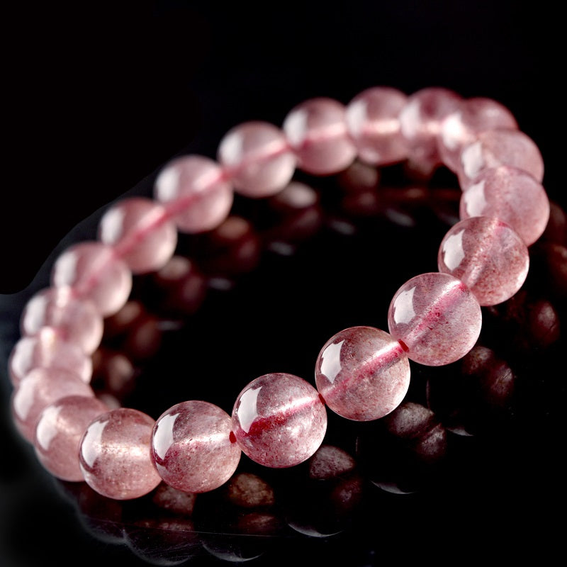 Pink Crystal Bracelet Gemstone Beaded Bracelets For Women and Men Round Beads Protection Jewelry