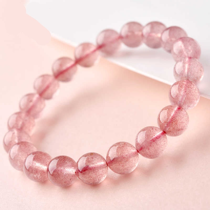 Pink Crystal Bracelet Gemstone Beaded Bracelets For Women and Men Round Beads Protection Jewelry