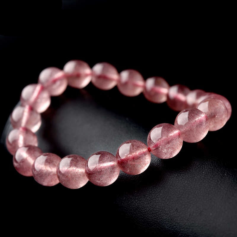 Pink Crystal Bracelet Gemstone Beaded Bracelets For Women and Men Round Beads Protection Jewelry