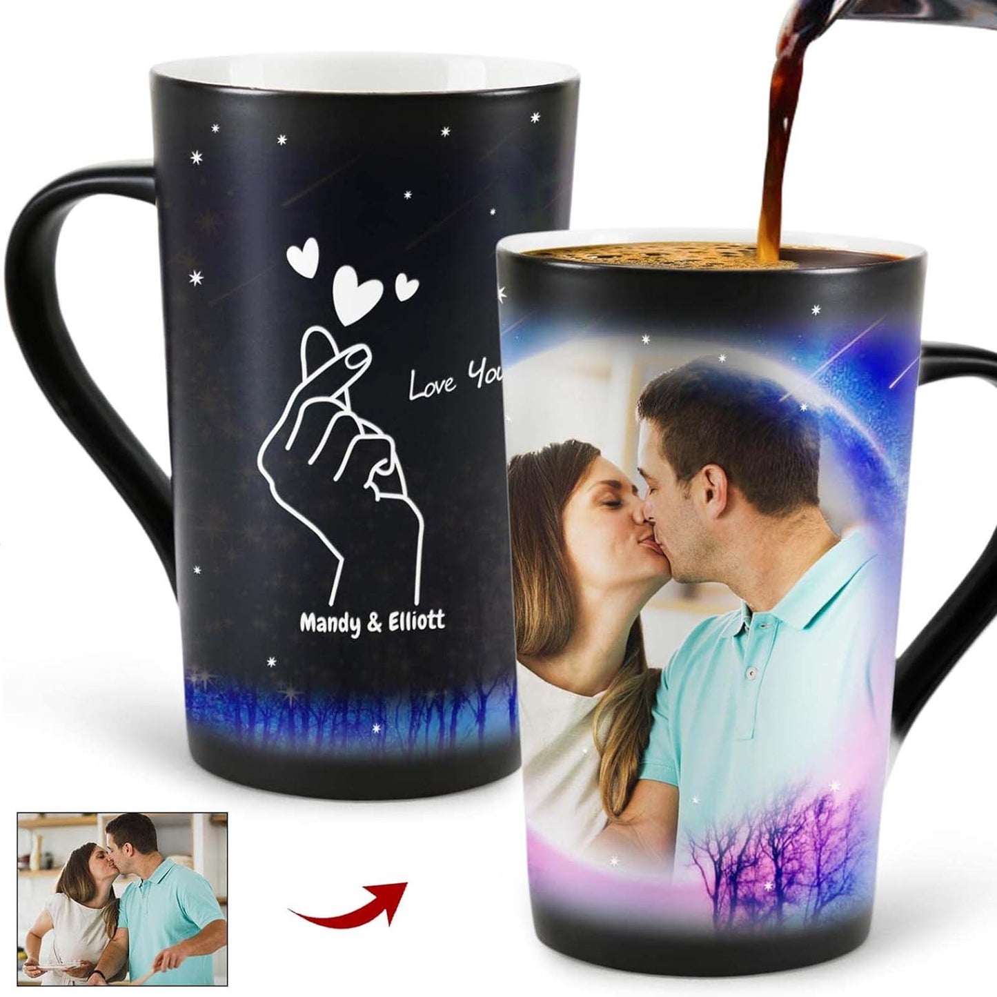 Customized Photos Color Changing Coffee Mugs 16 oz for Birthday Anniversary