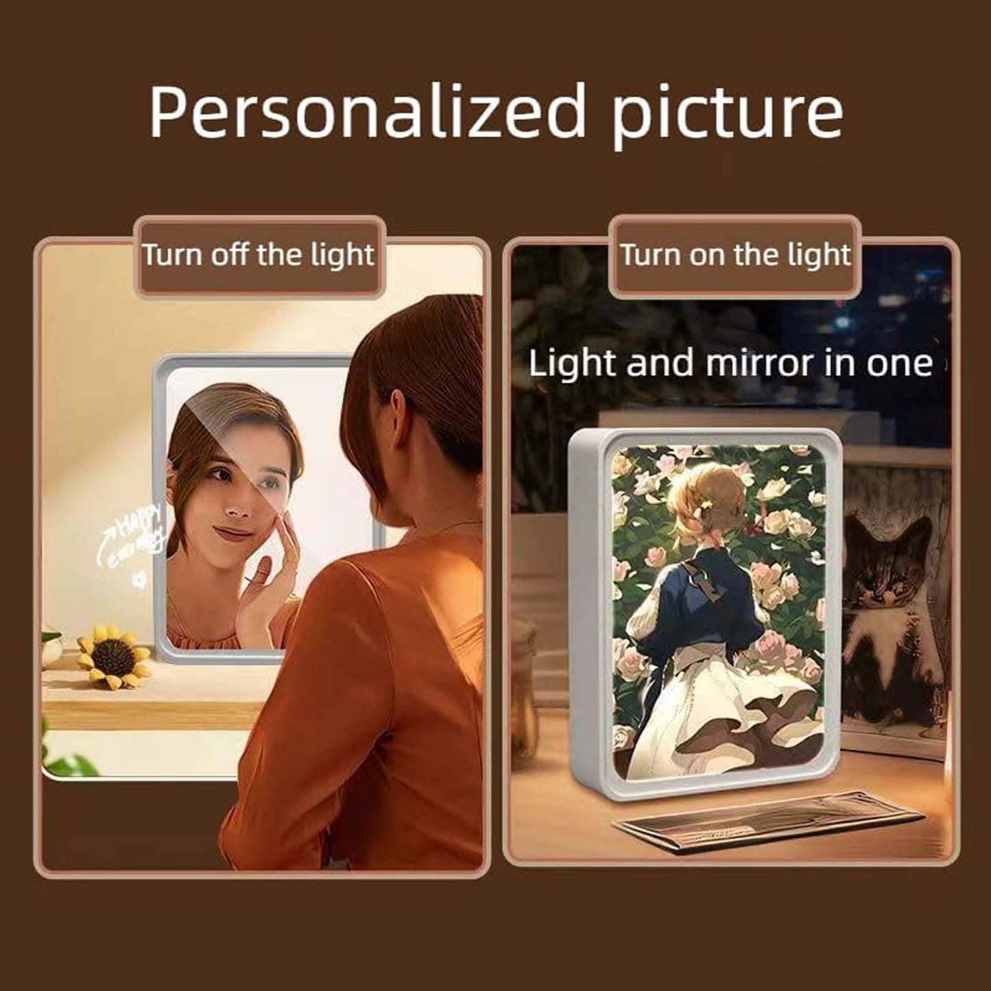 Mirror Personalized Custom Photo Lights Unique Creative Gifts