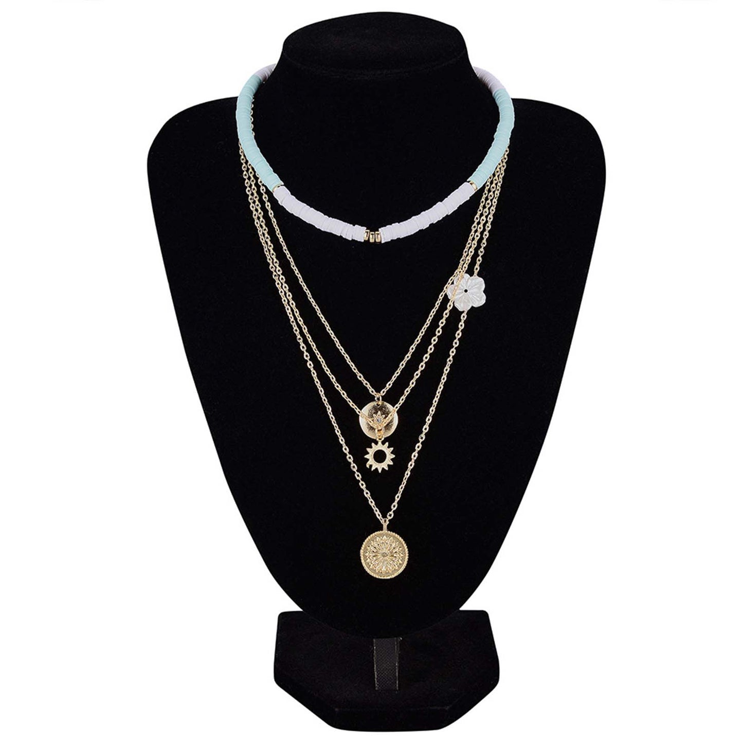 Collarbone Chains Jewelry Gifts for Women Girls Layered Beach Necklaces for Women Gold Puka Shell Necklace